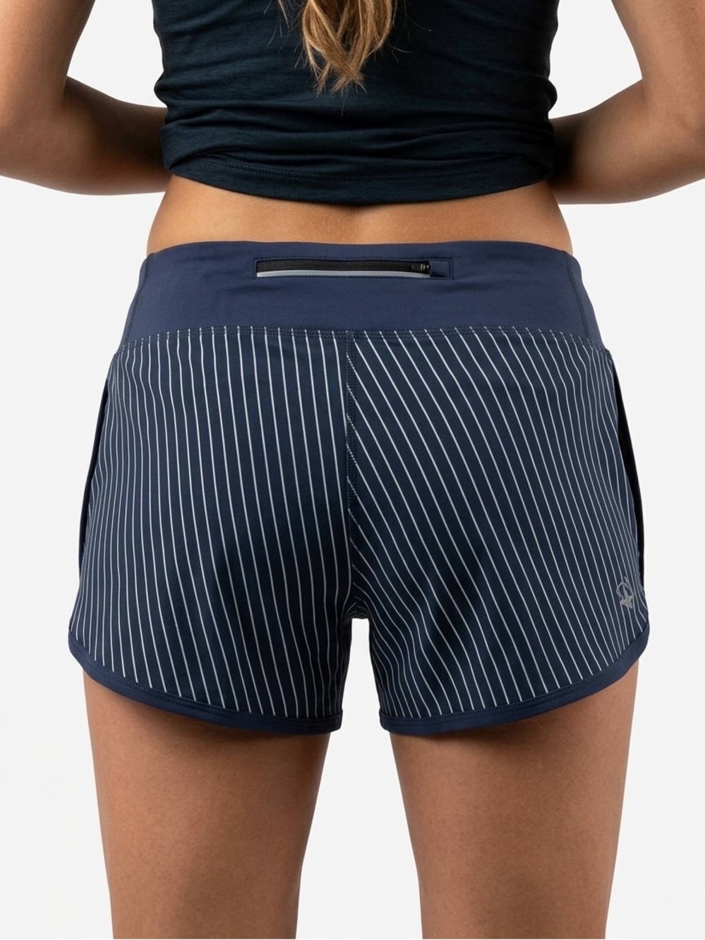 Rabbit Women’s Running Shorts Navy Blue Striped Large L